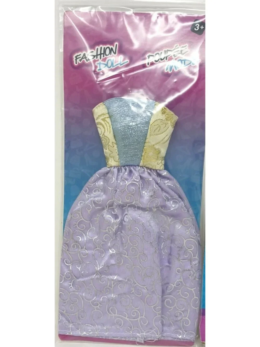 2 Fashion Doll Clothes Set Purple Gown White Top Pants Handbag Shoes #GS-7
